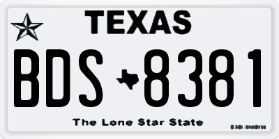 TX license plate BDS8381
