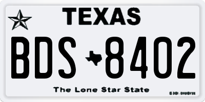 TX license plate BDS8402