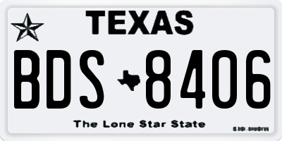 TX license plate BDS8406