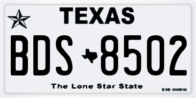 TX license plate BDS8502