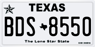 TX license plate BDS8550