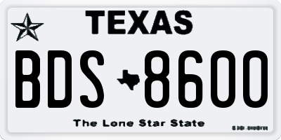 TX license plate BDS8600