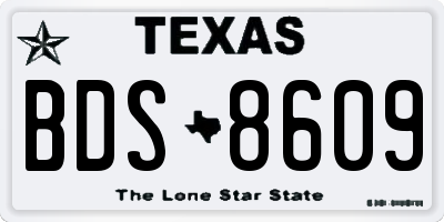 TX license plate BDS8609