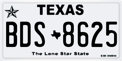 TX license plate BDS8625