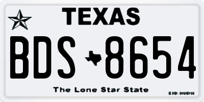 TX license plate BDS8654