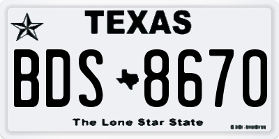 TX license plate BDS8670