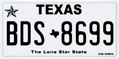 TX license plate BDS8699