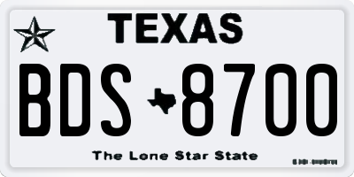 TX license plate BDS8700