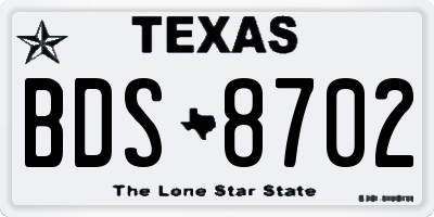TX license plate BDS8702