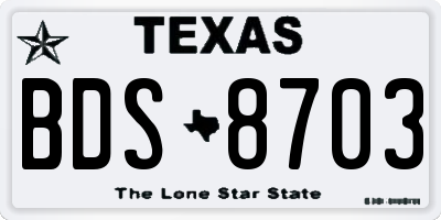 TX license plate BDS8703