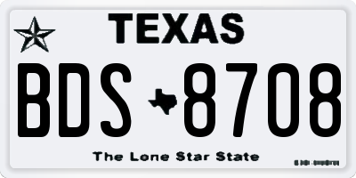 TX license plate BDS8708