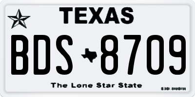 TX license plate BDS8709