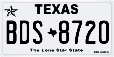 TX license plate BDS8720