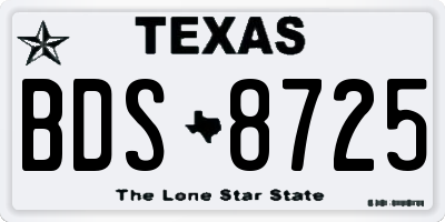 TX license plate BDS8725