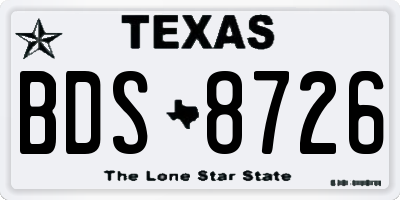 TX license plate BDS8726