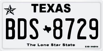 TX license plate BDS8729