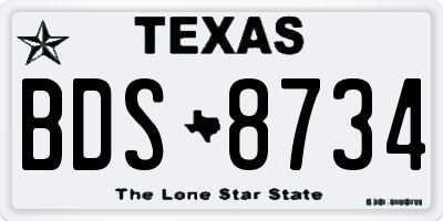TX license plate BDS8734