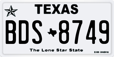 TX license plate BDS8749