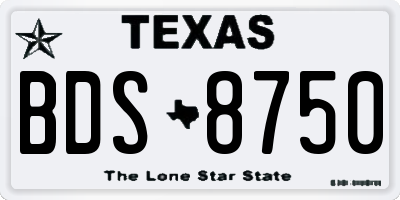 TX license plate BDS8750