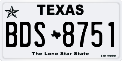 TX license plate BDS8751