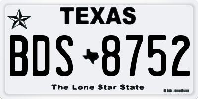 TX license plate BDS8752