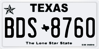 TX license plate BDS8760
