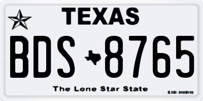TX license plate BDS8765