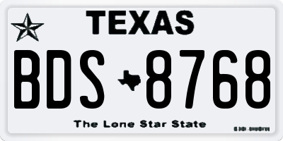 TX license plate BDS8768