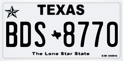 TX license plate BDS8770