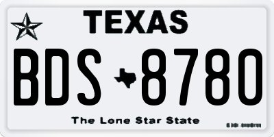 TX license plate BDS8780