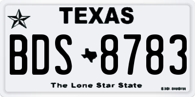 TX license plate BDS8783