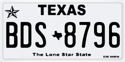 TX license plate BDS8796
