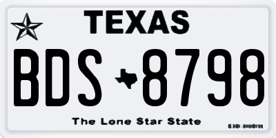TX license plate BDS8798