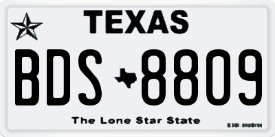 TX license plate BDS8809