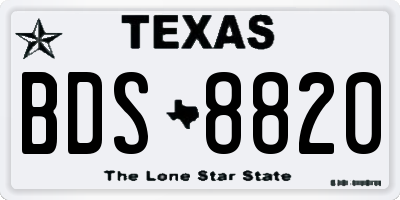 TX license plate BDS8820