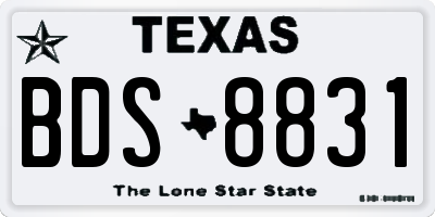 TX license plate BDS8831