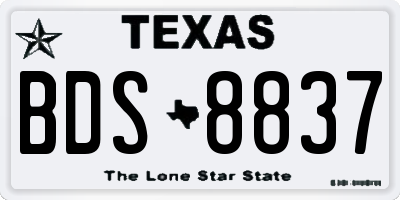 TX license plate BDS8837