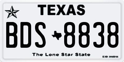 TX license plate BDS8838