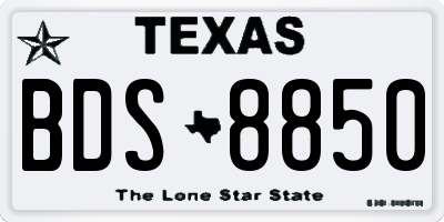 TX license plate BDS8850