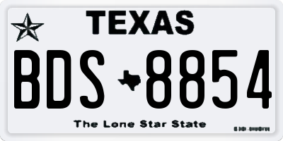 TX license plate BDS8854