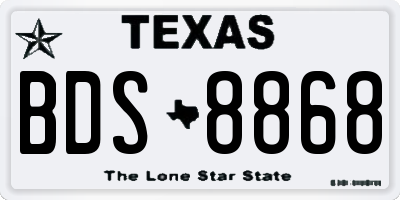 TX license plate BDS8868