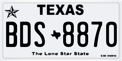 TX license plate BDS8870