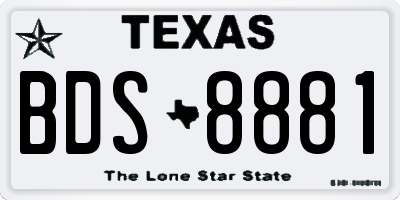 TX license plate BDS8881