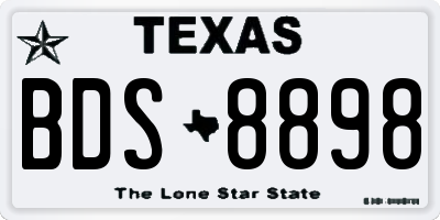 TX license plate BDS8898