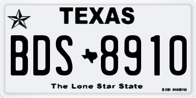 TX license plate BDS8910