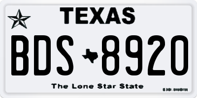 TX license plate BDS8920