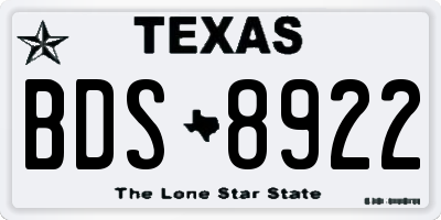 TX license plate BDS8922