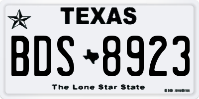 TX license plate BDS8923