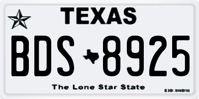 TX license plate BDS8925