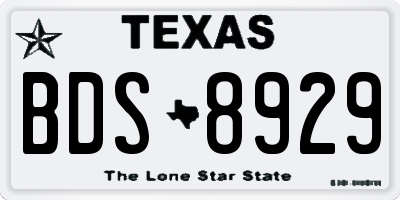 TX license plate BDS8929